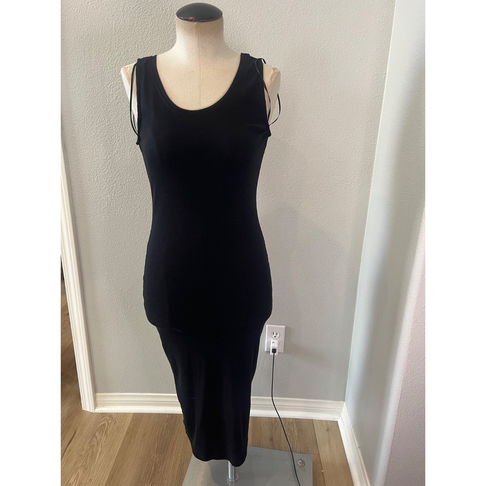 Fashion‎ Nova Black Ribbed Sleeveless Bodycon Midi Dress Women's Size M NWT